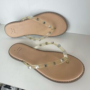 Clear Strap Silver Square Studded Flip Flops 6